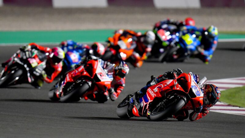 Jorge Martin leads in the 2021 MotoGP Doha race