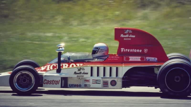 Mario Andretti in Parnelli Jones Racing F5000 car in 1975