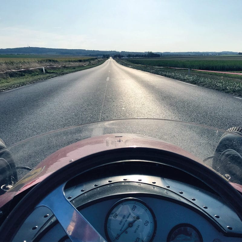 View from the cockpit of a Sharknose Ferrari 156