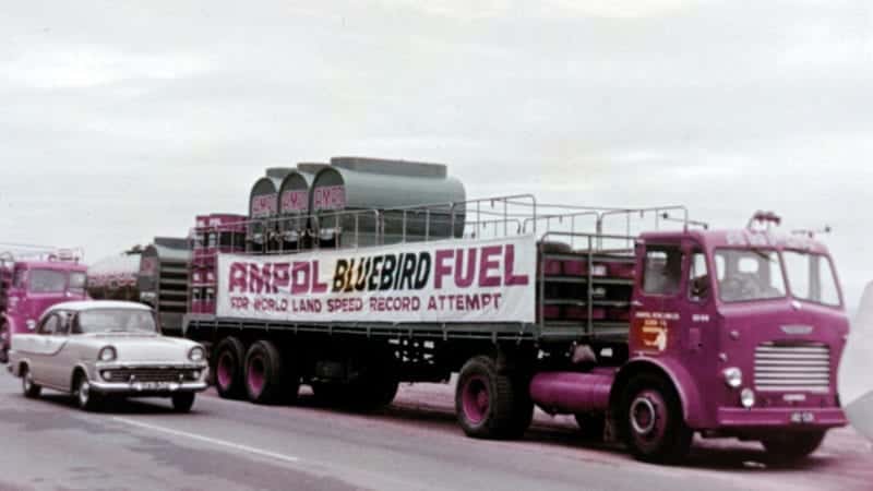 Bluebird fuel truck arrives at Lake Eyre in 1964