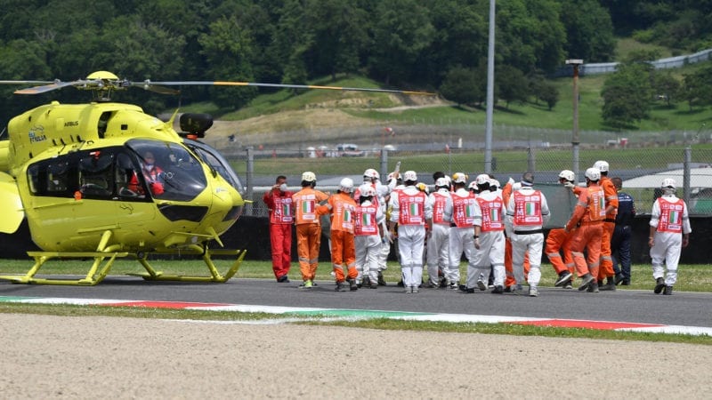 Helicopter at Mugello after Jason Dupasquier fatal crash in 2021