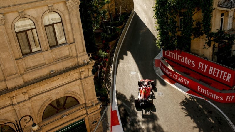 Charles Leclerc in the old town during 2021 Azerbaijan GP