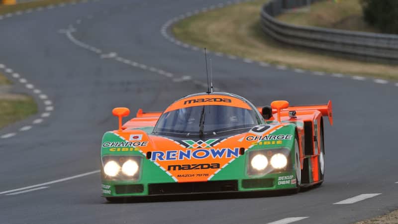 LE MANS, FRANCE - JUNE 09: Actor Patrick Dempsey drives the 1991 Mazda 787B prototype to celebrate the 20th anniversary of the car's victory at Le Mans prior to practice for the 79th running of the Le Mans 24 Hour race at the Circuit des 24 Heures du Mans on June 9, 2011 in Le Mans, France (Photo by Rick Dole/Getty Images)