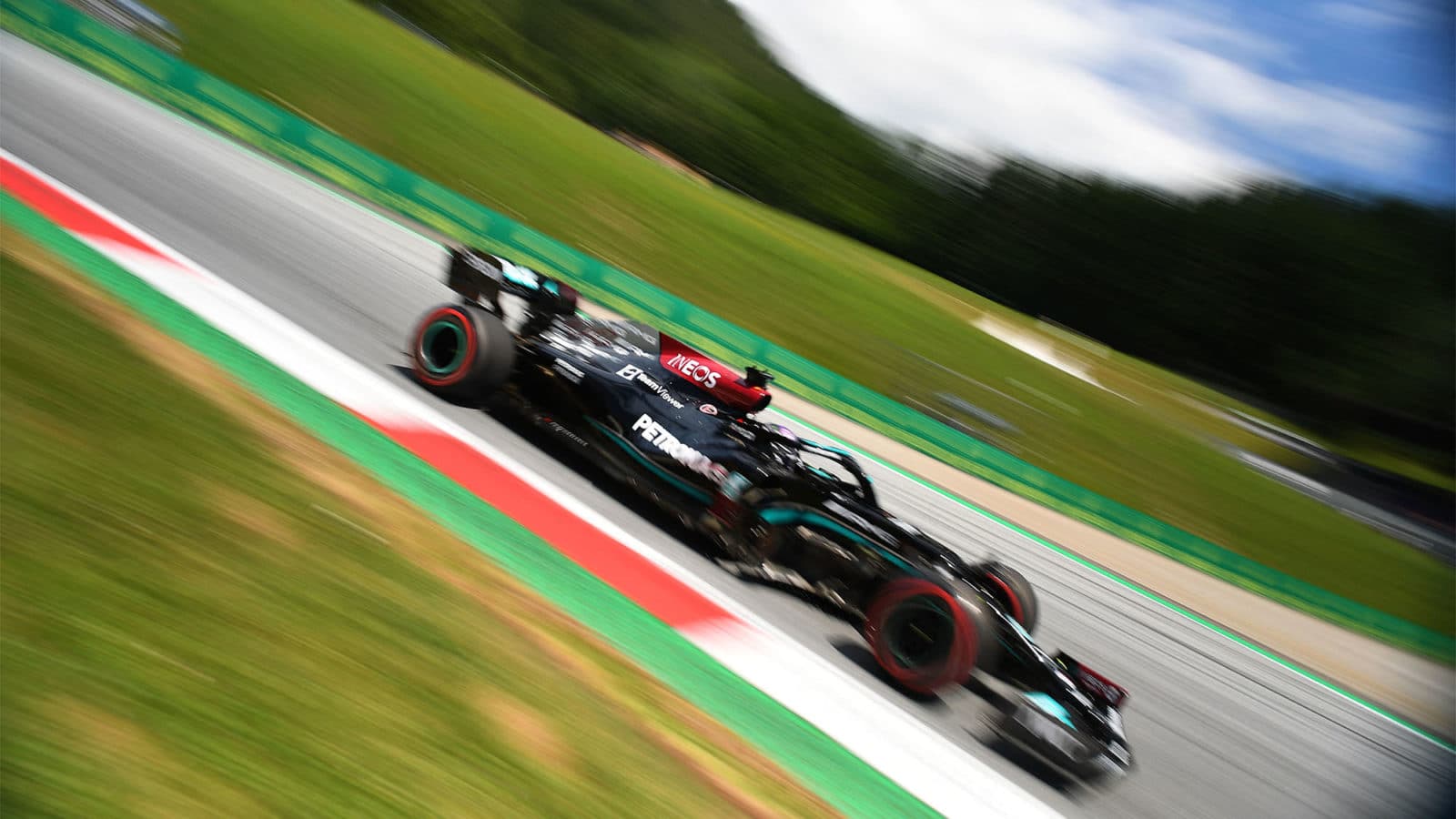 Mercedes' British driver Lewis Hamilton drives during the third practice session at the Red Bull Ring race track in Spielberg, Austria, on June 26, 2021, ahead of the Formula One Styrian Grand Prix. (Photo by JOE KLAMAR / AFP) (Photo by JOE KLAMAR/AFP via Getty Images)