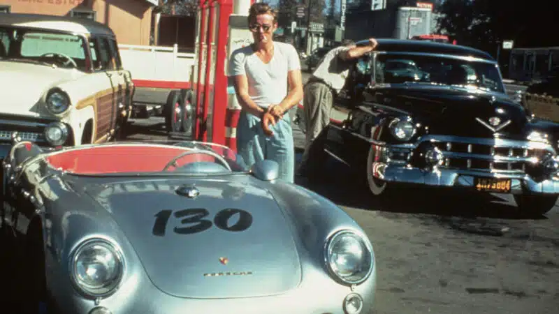 James Dean with Porsche 550 Spyder