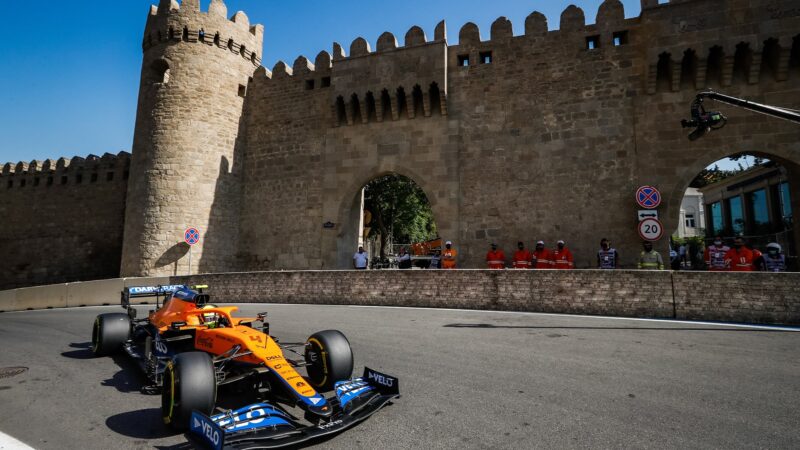 Lando Norris in qualifying for the 2021 Azerbaijan Grand Prix