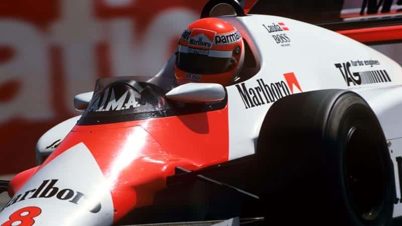 Niki Lauda, McLaren-TAG MP4/2, Grand Prix of South Africa, Kyalami, 07 April 1984. (Photo by Paul-Henri Cahier/Getty Images)