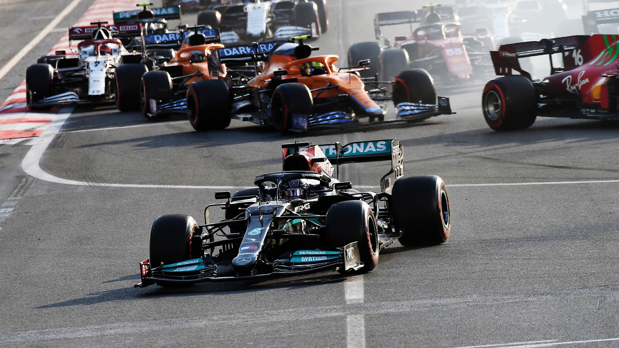 Lewis Hamilton runs off at the 2021 Azerbaijan Grand Prix