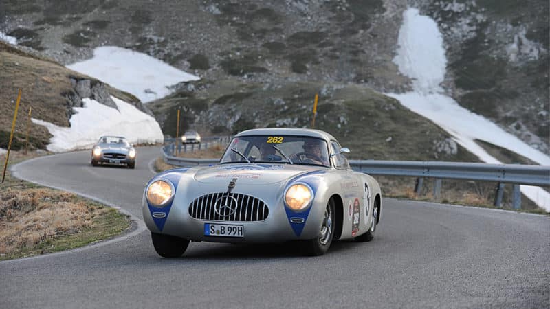 Mercedes 300 SL in the mountains in the 2011 Mille Migli