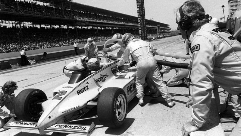 Rick Mears pitstop at the 1983 Indy 500