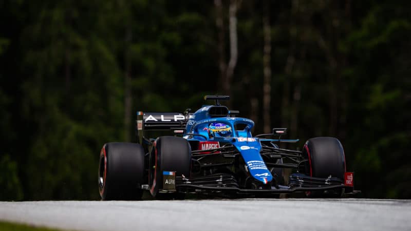 14 ALONSO Fernando (spa), Alpine F1 A521, action during the Formula 1 Grosser Preis Der Steiermark 2021, 2021 Styrian Grand Prix, 8th round of the 2021 FIA Formula One World Championship from June 25 to 27, 2021 on the Red Bull Ring, in Spielberg, Austria - Photo Joao Filipe / DPPI