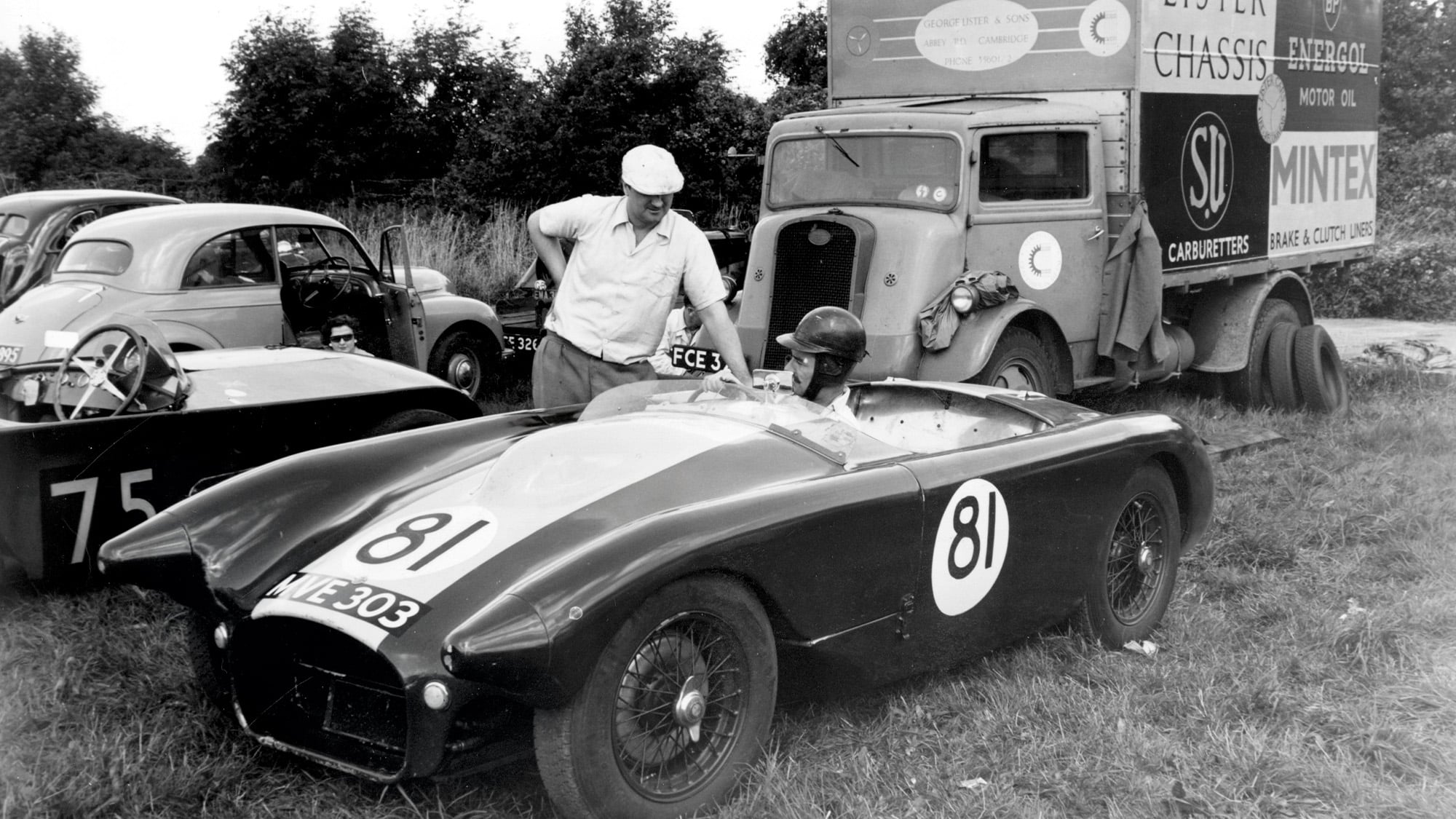 Brian Lister with Archie Scott Brown in a Lister Bristol