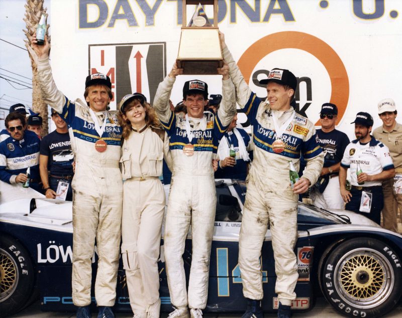 Derek-Bell-Al-Unser-Jr-and-Al-Holbert-after-winning-Daytona-in-1986