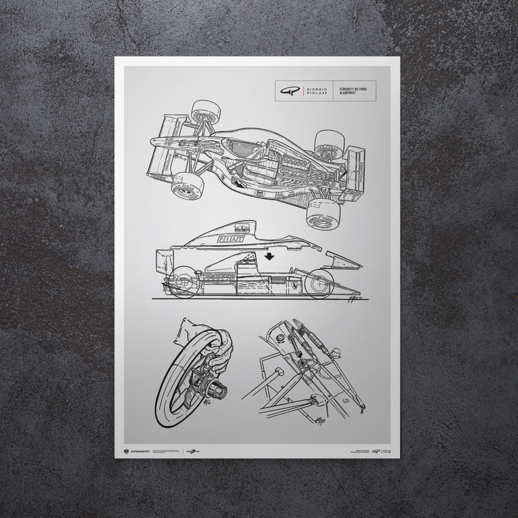 F1 print, Giorgio Piola Technical Drawing, Ferrari F1-90