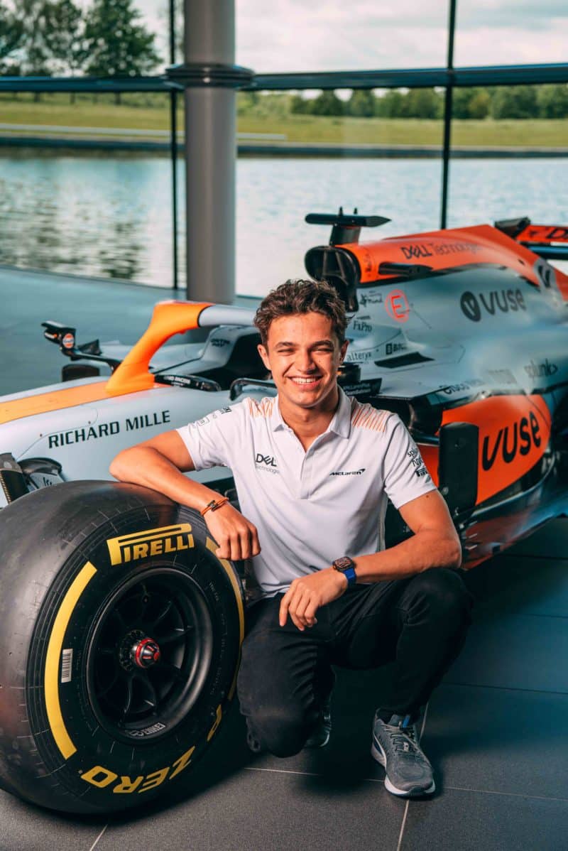 Lando Norris leaning on McLaren