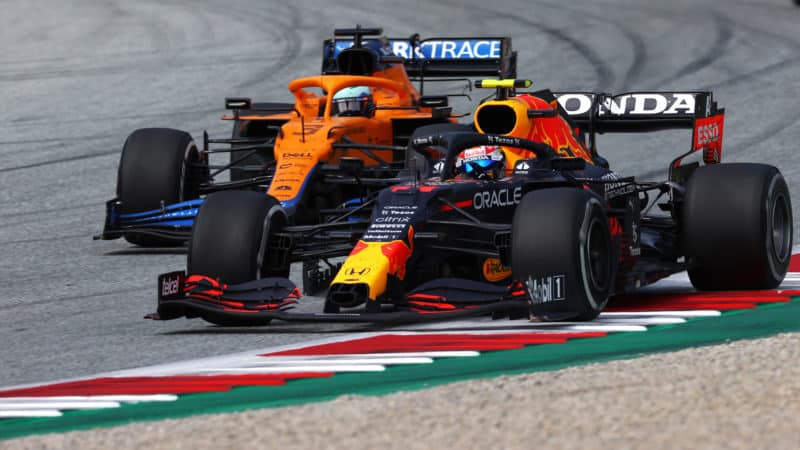 Sergio Perez and Daniel Ricciardo at the 2021 Austrian Grand Prix