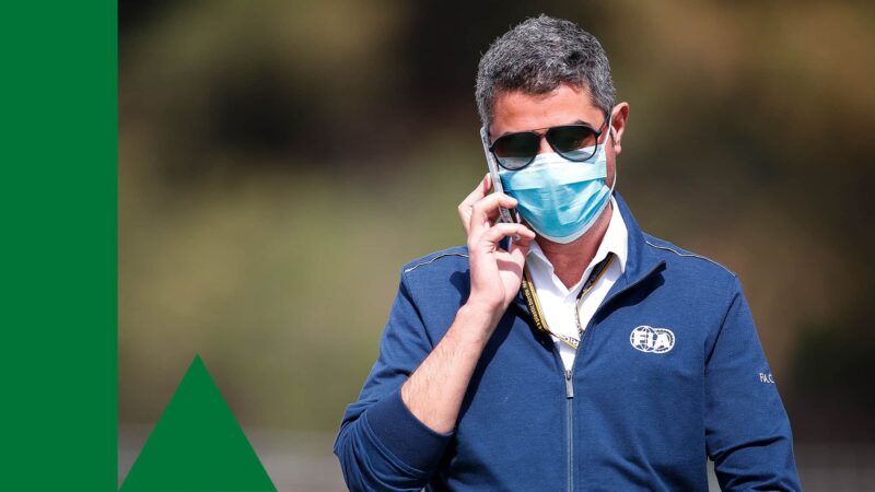 BARCELONA, SPAIN - MAY 09: FIA Race Director Michael Masi arrives at the track prior the F1 Grand Prix of Spain at Circuit de Barcelona-Catalunya on May 09, 2021 in Barcelona, Spain. (Photo by Eric Alonso/Getty Images)