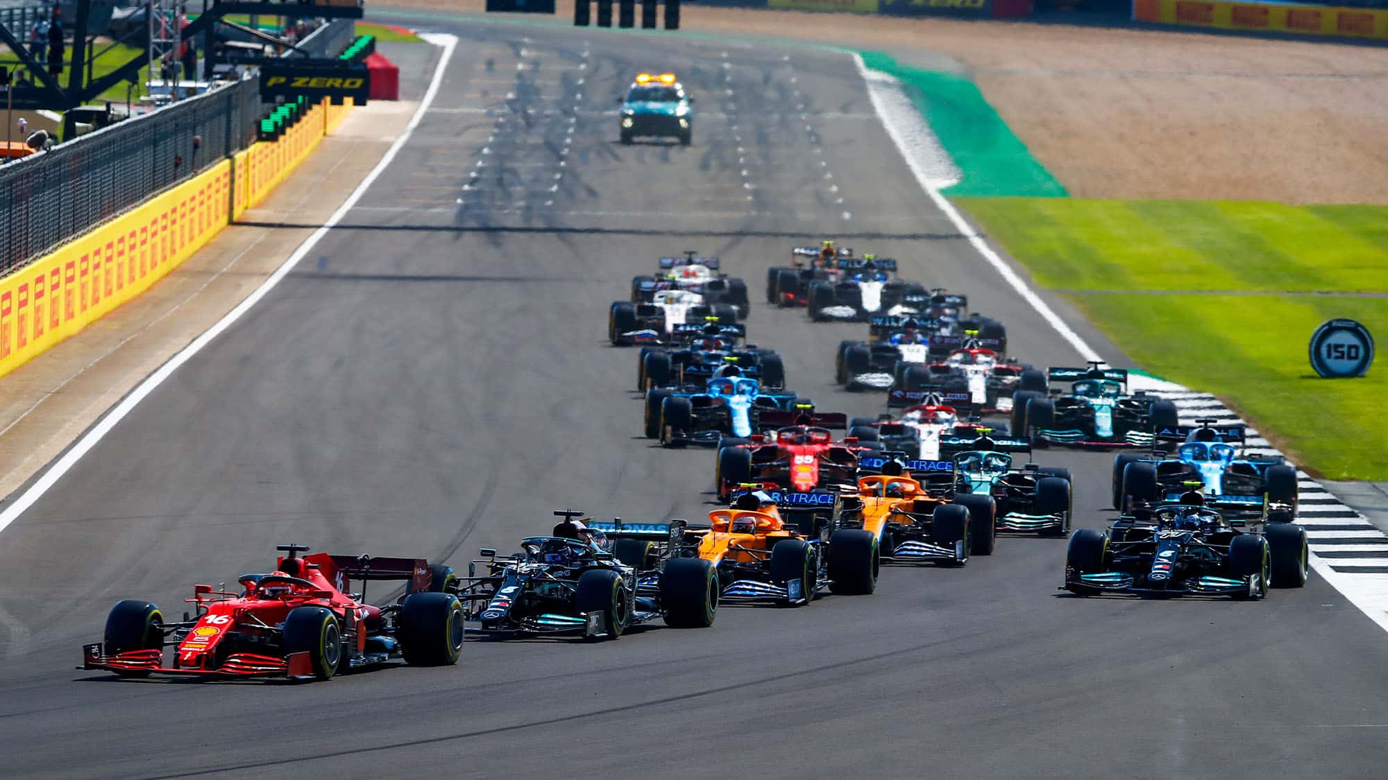Second start, 16 LECLERC Charles (mco), Scuderia Ferrari SF21, action during the Formula 1 Pirelli British Grand Prix 2021, 10th round of the 2021 FIA Formula One World Championship from July 16 to 18, 2021 on the Silverstone Circuit, in Silverstone, United Kingdom - Photo Xavi Bonilla / DPPI