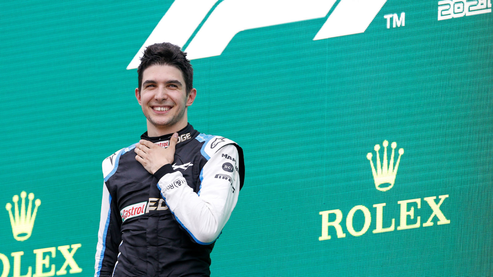 podium OCON Esteban (fra), Alpine F1 A521, portrait during the Formula 1 Magyar Nagydij 2021, Hungarian Grand Prix, 11th round of the 2021 FIA Formula One World Championship from July 30 to August 1, 2021 on the Hungaroring, in Mogyorod, near Budapest, Hungary - Photo DPPI