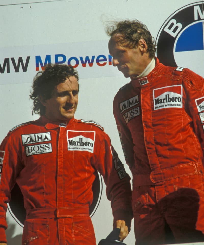 Alain-Prost-and-Niki-Lauda-on-the-Zandvoort-podium-in-1985