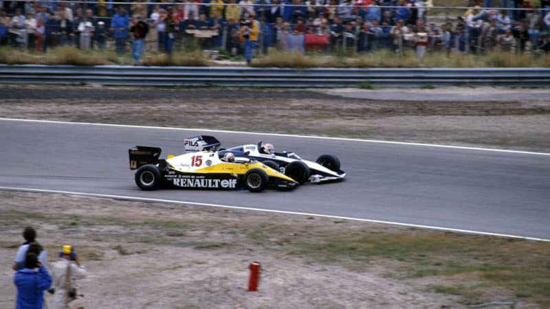 Alain Prost hits Nelson Piquet in the 1983 Dutch Grand Prix