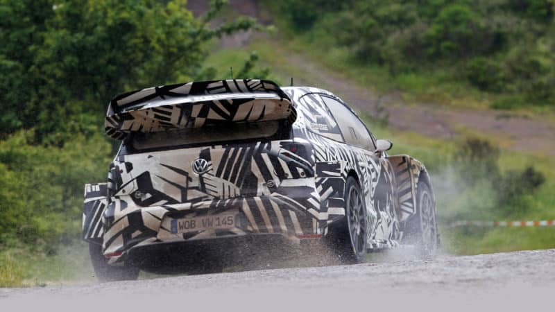 Camouflaged Volkswagen Polo WRC car in 2016