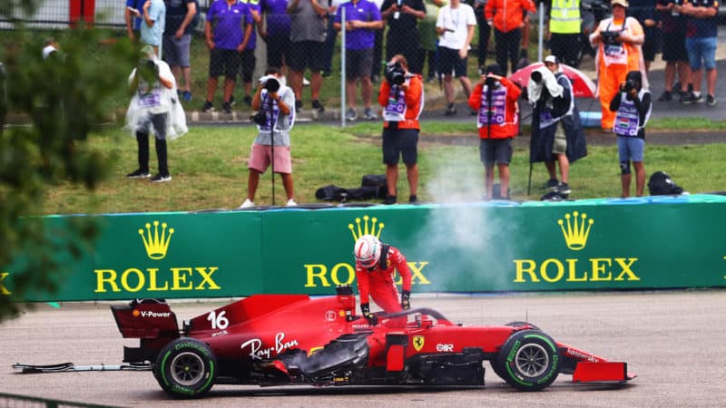 Charles Leclerc retires from the 2021 Hungarian Grand Prix