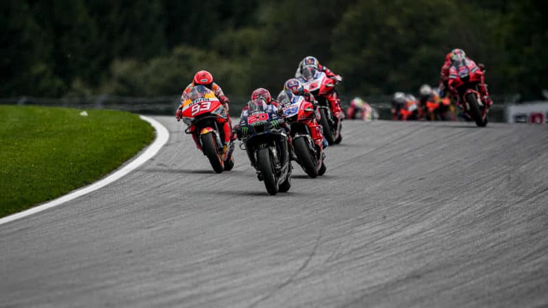 Fabio Quartararo leads in the 2021 MotoGP Austrian GP