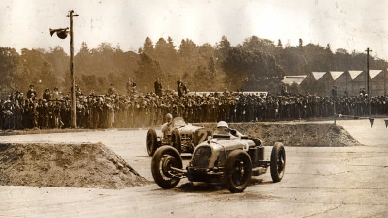 Henry Segrave and Robert Benoist during the first British Grand Prix at Brooklands in 1926