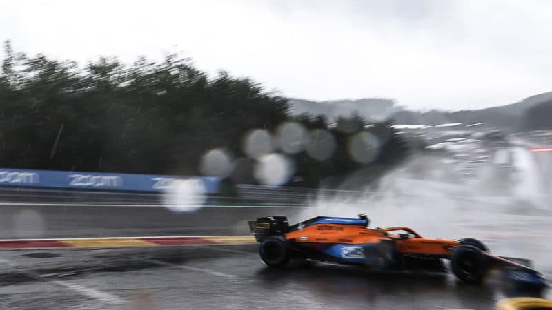 Lando Norris crashes out of qualifying for the 2021 Belgian Grand Prix