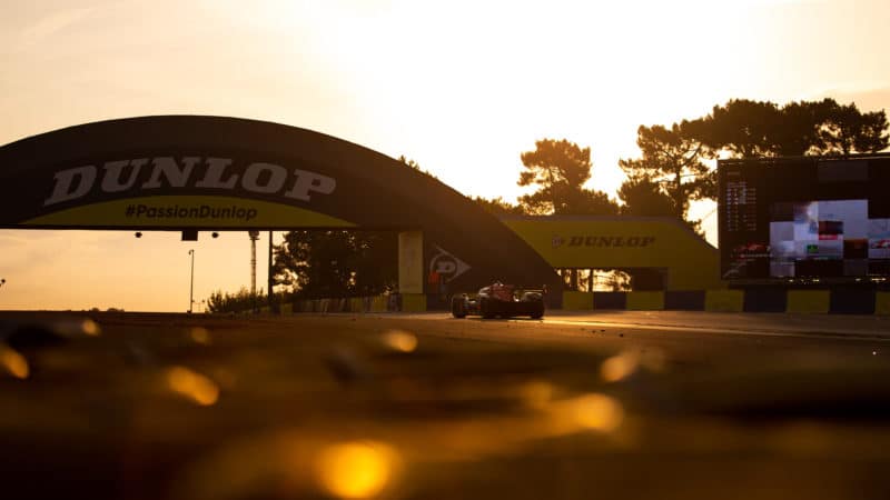 No7 Toyota during sunrise at 2021 Le Mans 24 Hours
