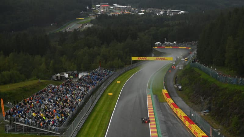 Overview of Spa Francorchamps as Lewis Hamilton qualifies for the 2021 Belgian grand prix