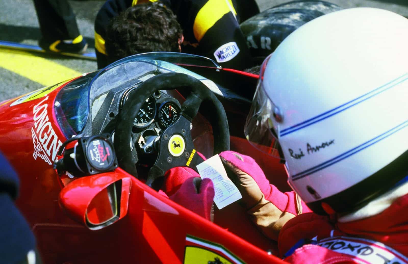 Rene-Arnoux-checks-lap-times-at-Spa