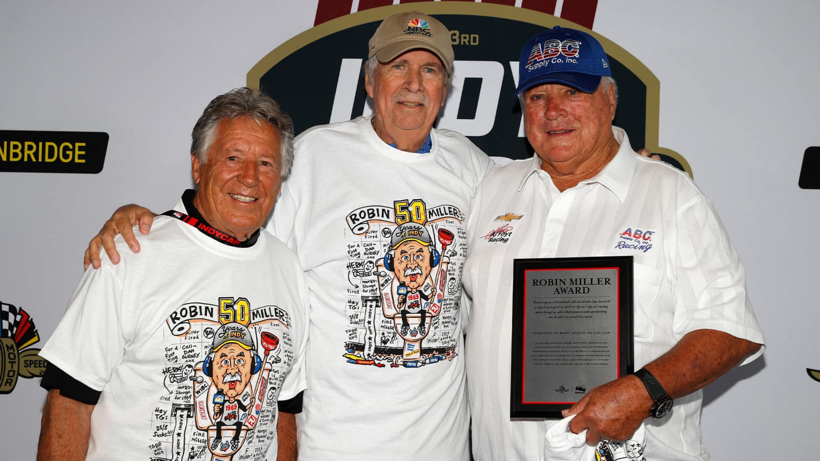 Robin Miller with Mario Andretti and AJ Foyt