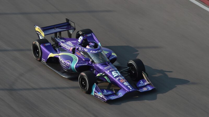 Romain Grosjean on track at the 2021 IndyCar Gateway oval test