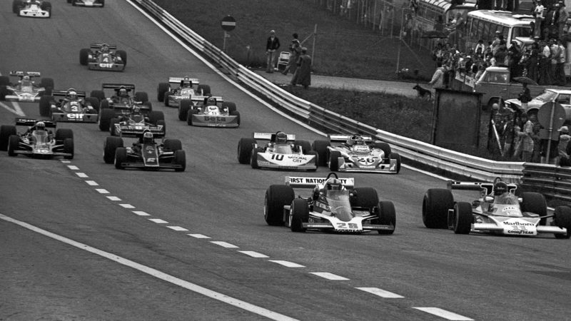 John Watson, James Hunt, Penske PC4, McLaren-Ford M23, Grand Prix of Austria, Zeltweg, 15 August 1976. (Photo by Bernard Cahier/Getty Images)
