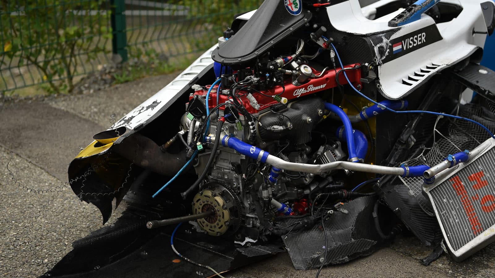 Wreckage of Beitske Visser W Series car at Spa 2021