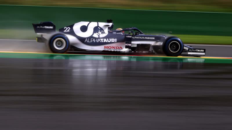 Yuki Tsunoda qualifying for the 2021 Belgian Grand Prix