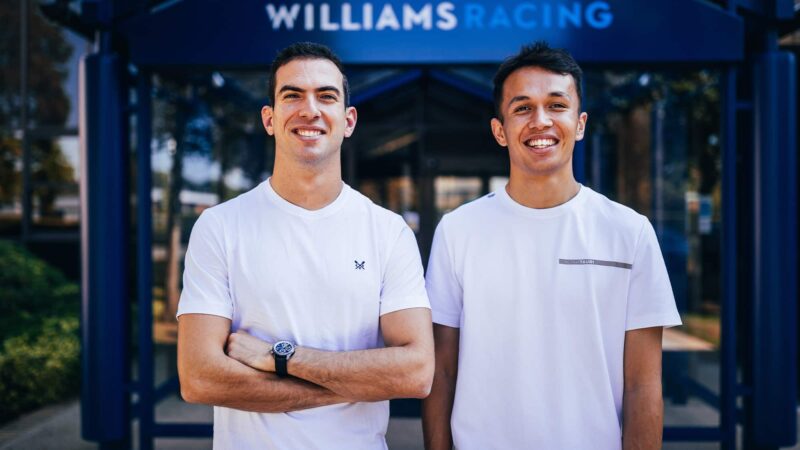 Alex Albon and Nicholas Latifi at Williams factory