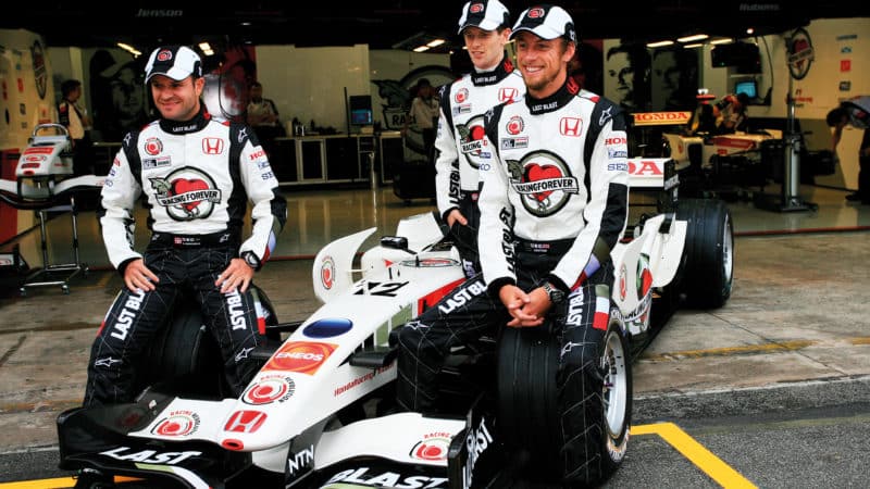 Barrichello Button and Davidson with Honda in 2006