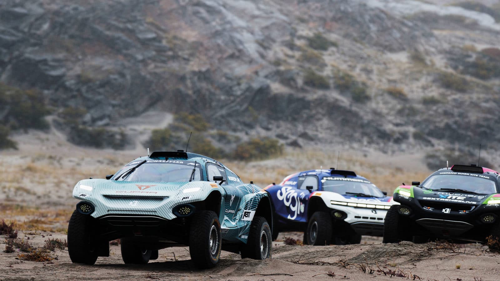 Extreme E cars during Arctic X Prix in Greenland