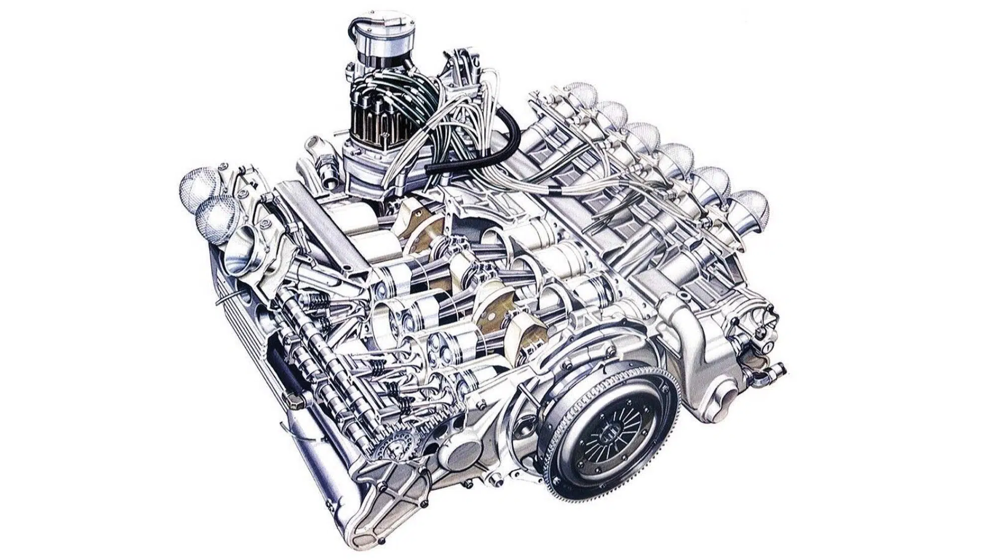 Ferrari flat 12 engine illustration