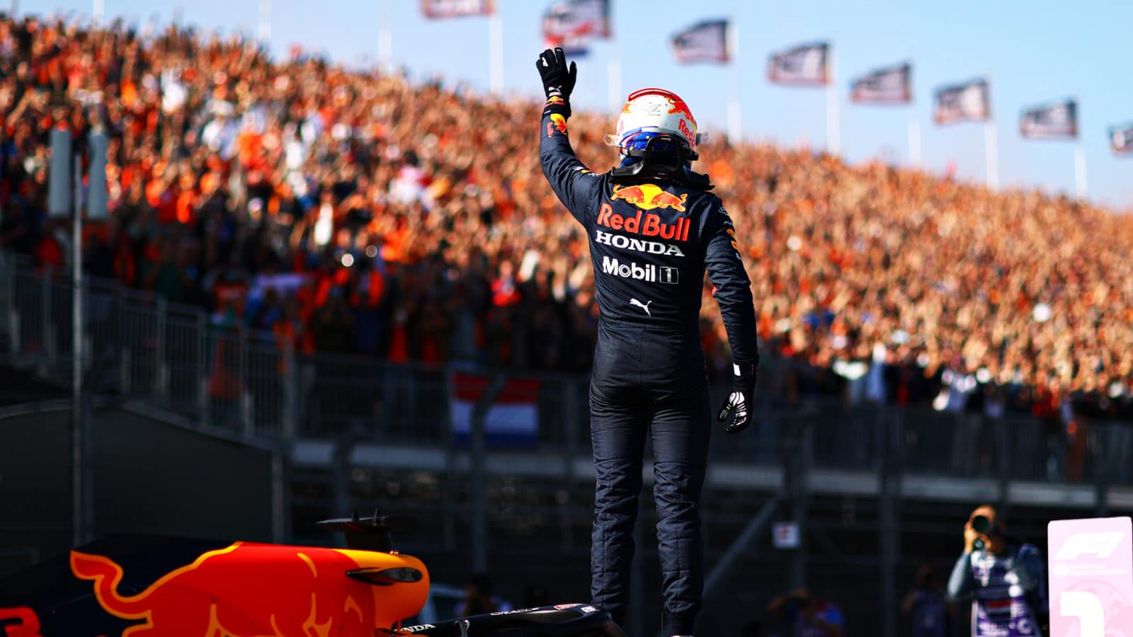 Max Verstappen celebrates pole at 2021 Dutch GP with orange army