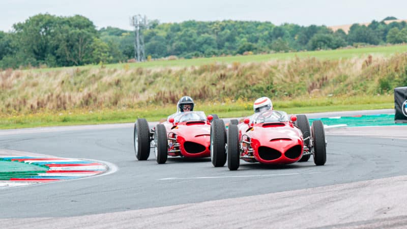 Martin Brundle and Damon Hill at Thruxton in Ferrari Sharknose