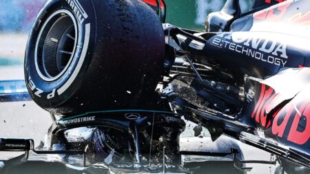 When have Hamilton and Verstappen crashed before in F1?