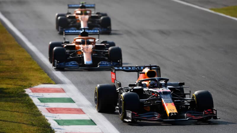 Max Verstappen ahead of Daniel ricciardo and Lando Norris at the 2021 Italian GP sprint qualifying
