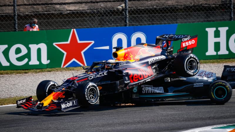 Max Verstappen and Lewis Hamilton crash at the 2021 Italian GP