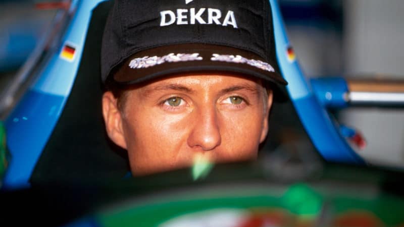 Michael Schumacher in Benetton cockpit
