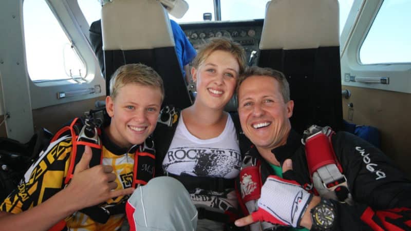 Michael Schumacher with family in plane