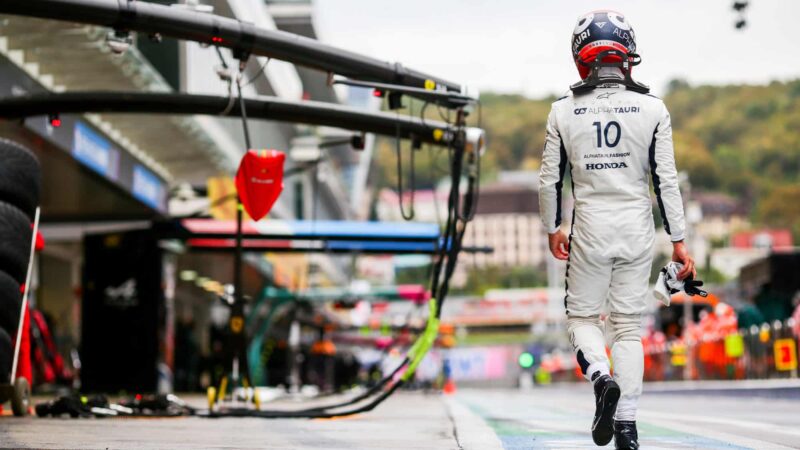 Pierre Gasly walks down the pitlane in Sochi